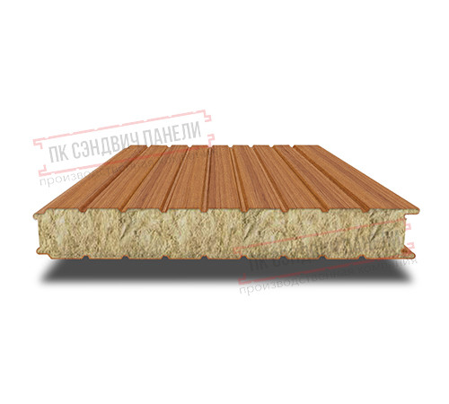 Сэндвич панели стеновые с минеральной ватой, ширина 1000 мм, толщина 20 мм, 0.5/0.5, орех