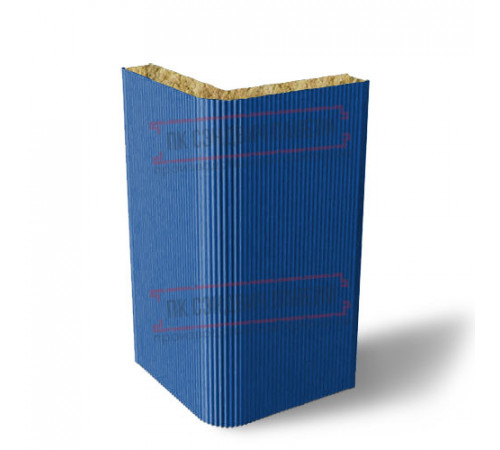 Угловая сэндвич-панель вертикальная из минеральной ваты, 0.5/0.5, ширина 1000 мм, толщина 10 мм, RAL5005