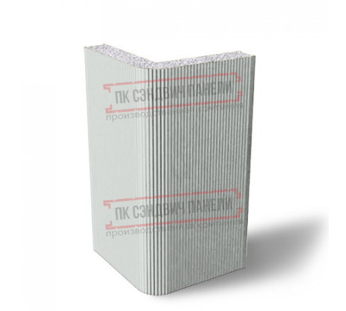 Угловая сэндвич-панель вертикальная из пенополистирола, 0.5/0.5, ширина 1200 мм, толщина 20 мм, RAL7035