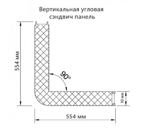 Угловая сэндвич-панель вертикальная из пенополистирола, 0.5/0.5, ширина 1200 мм, толщина 10 мм, RAL7047