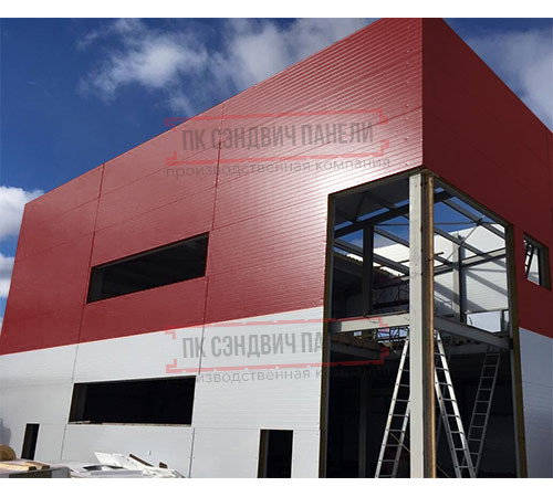 Угловая сэндвич-панель вертикальная из пенополистирола, 0.5/0.5, ширина 1200 мм, толщина 40 мм, RAL3011