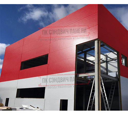 Угловая сэндвич-панель вертикальная из минеральной ваты, 0.5/0.5, ширина 1200 мм, толщина 10 мм, RAL3020