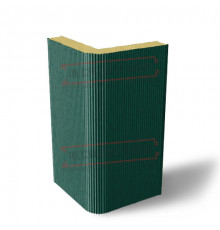 Угловая сэндвич-панель вертикальная из пенополиизоцианурата, 0.5/0.5, ширина 1200 мм, толщина 30 мм, RAL6005