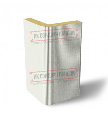 Угловая сэндвич-панель вертикальная из пенополиизоцианурата, 0.5/0.5, ширина 1000 мм, толщина 20 мм, RAL9003