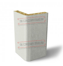 Угловая сэндвич-панель вертикальная из минеральной ваты, 0.5/0.5, ширина 1200 мм, толщина 10 мм, RAL9002