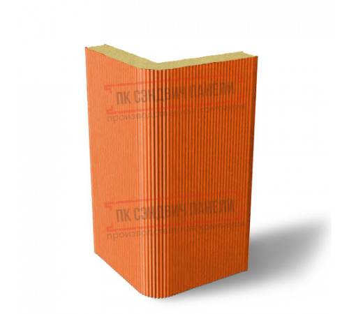 Угловая сэндвич-панель вертикальная из пенополиизоцианурата, 0.5/0.5, ширина 1000 мм, толщина 40 мм, RAL2004