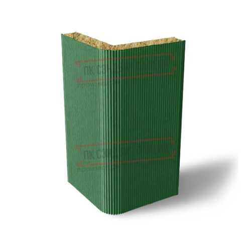 Угловая сэндвич-панель вертикальная из минеральной ваты, 0.5/0.5, ширина 1200 мм, толщина 50 мм, RAL6002 Угловая сэндвич-панель вертикальная из минеральной ваты, 0.5/0.5, ширина 1200 мм, толщина 50 мм, RAL6002