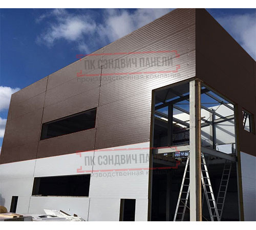 Угловая сэндвич-панель вертикальная из минеральной ваты, 0.5/0.5, ширина 1200 мм, толщина 20 мм, RAL8017