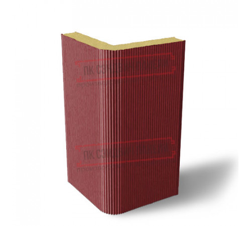 Угловая сэндвич-панель вертикальная из пенополиуретана, 0.5/0.5, ширина 1200 мм, толщина 10 мм, RAL3011