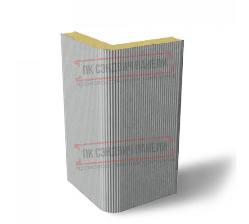 Угловая сэндвич-панель вертикальная из пенополиизоцианурата, 0.5/0.5, ширина 1200 мм, толщина 10 мм, RAL9006