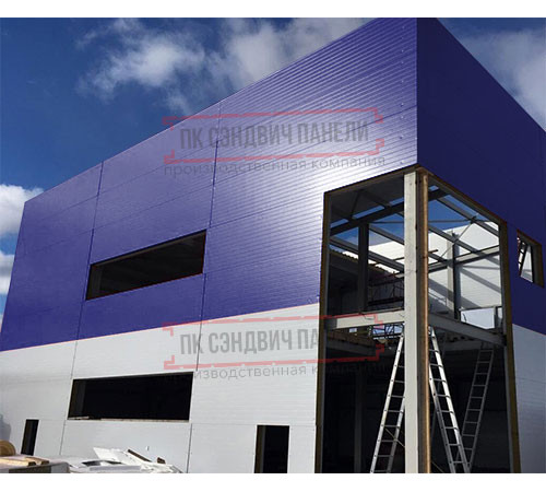 Угловая сэндвич-панель вертикальная из пенополиуретана, 0.5/0.5, ширина 1200 мм, толщина 50 мм, RAL5002