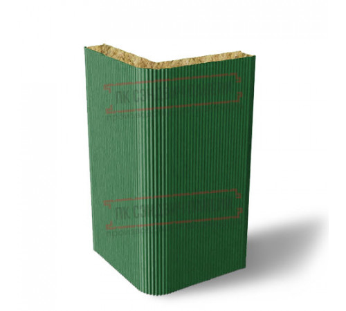Угловая сэндвич-панель вертикальная из минеральной ваты, 0.5/0.5, ширина 1200 мм, толщина 40 мм, RAL6002