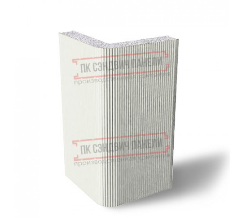 Угловая сэндвич-панель вертикальная из пенополистирола, 0.5/0.5, ширина 1200 мм, толщина 20 мм, RAL9003