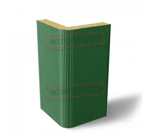 Угловая сэндвич-панель вертикальная из пенополиизоцианурата, 0.5/0.5, ширина 1200 мм, толщина 10 мм, RAL6002