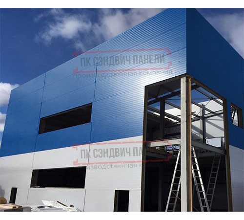 Угловая сэндвич-панель вертикальная из пенополиуретана, 0.5/0.5, ширина 1200 мм, толщина 50 мм, RAL5005