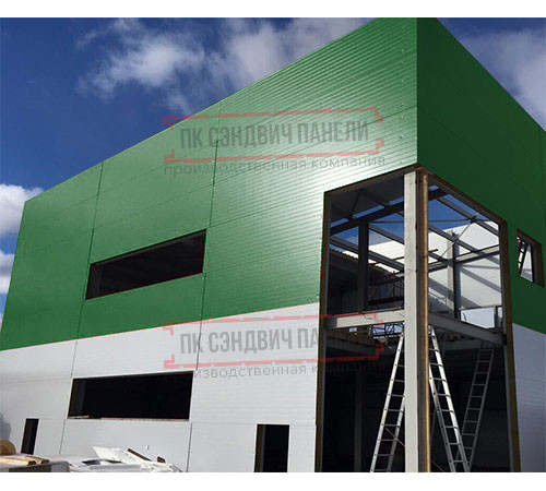 Угловая сэндвич-панель вертикальная из пенополистирола, 0.5/0.5, ширина 1200 мм, толщина 20 мм, RAL6002