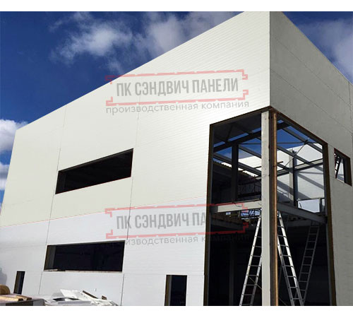 Угловая сэндвич-панель вертикальная из пенополиуретана, 0.5/0.5, ширина 1200 мм, толщина 10 мм, RAL9002