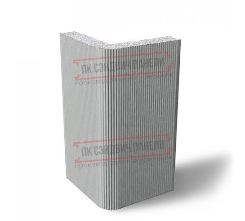 Угловая сэндвич-панель вертикальная из пенополистирола, 0.5/0.5, ширина 1200 мм, толщина 20 мм, RAL9006