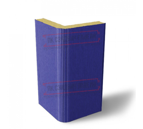 Угловая сэндвич-панель вертикальная из пенополиуретана, 0.5/0.5, ширина 1000 мм, толщина 20 мм, RAL5002