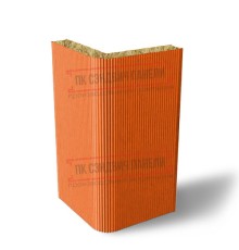 Угловая сэндвич-панель вертикальная из минеральной ваты, 0.5/0.5, ширина 1200 мм, толщина 30 мм, RAL2004