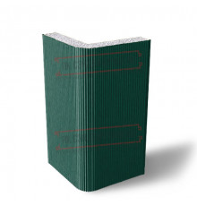 Угловая сэндвич-панель вертикальная из пенополистирола, 0.5/0.5, ширина 1200 мм, толщина 40 мм, RAL6005