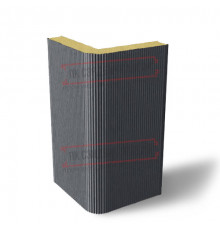 Угловая сэндвич-панель вертикальная из пенополиизоцианурата, 0.5/0.5, ширина 1200 мм, толщина 20 мм, RAL7024