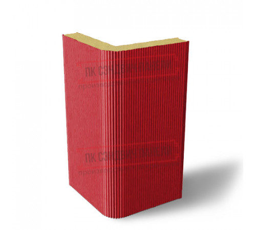 Угловая сэндвич-панель вертикальная из пенополиизоцианурата, 0.5/0.5, ширина 1200 мм, толщина 30 мм, RAL3020