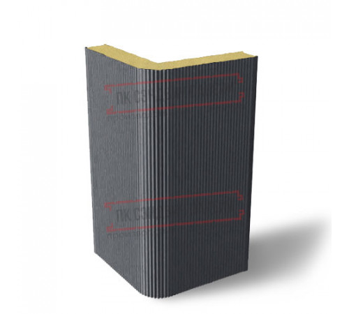 Угловая сэндвич-панель вертикальная из пенополиизоцианурата, 0.5/0.5, ширина 1000 мм, толщина 20 мм, RAL7024