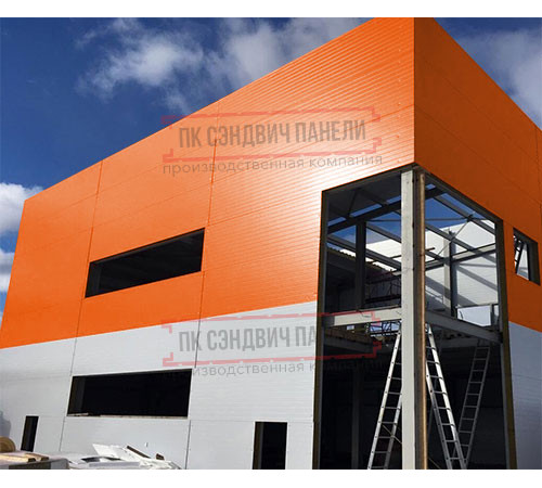 Угловая сэндвич-панель вертикальная из пенополистирола, 0.5/0.5, ширина 1200 мм, толщина 20 мм, RAL2004