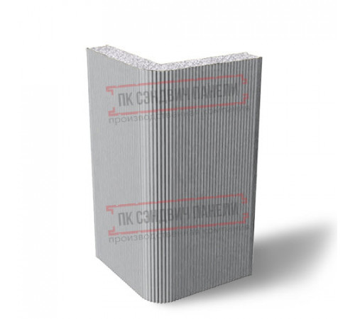 Угловая сэндвич-панель вертикальная из пенополистирола, 0.5/0.5, ширина 1200 мм, толщина 20 мм, RAL7004