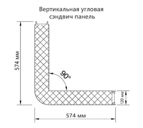 Угловая сэндвич-панель вертикальная из минеральной ваты, 0.5/0.5, ширина 1000 мм, толщина 120 мм, RAL6018 Угловая сэндвич-панель вертикальная из минеральной ваты, 0.5/0.5, ширина 1000 мм, толщина 120 мм, RAL6018