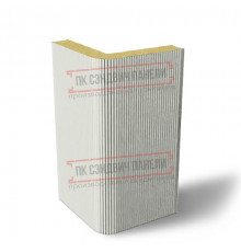 Угловая сэндвич-панель вертикальная из пенополиизоцианурата, 0.5/0.5, ширина 1200 мм, толщина 20 мм, RAL9002