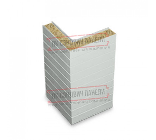 Горизонтальная угловая сэндвич-панель из минеральной ваты, ширина 1200мм, толщина 40мм, 0.5/0.5, RAL7035