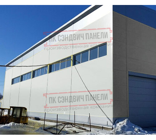 Горизонтальная угловая сэндвич-панель из пенополиизоцианурата, ширина 1000мм, толщина 10мм, 0.5/0.5, RAL7035