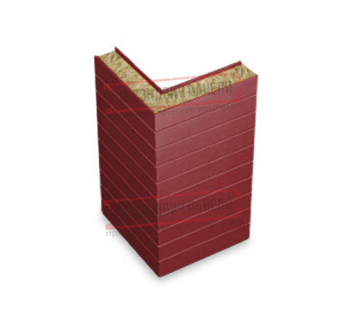 Горизонтальная угловая сэндвич-панель из минеральной ваты, ширина 1200мм, толщина 40мм, 0.5/0.5, RAL3011