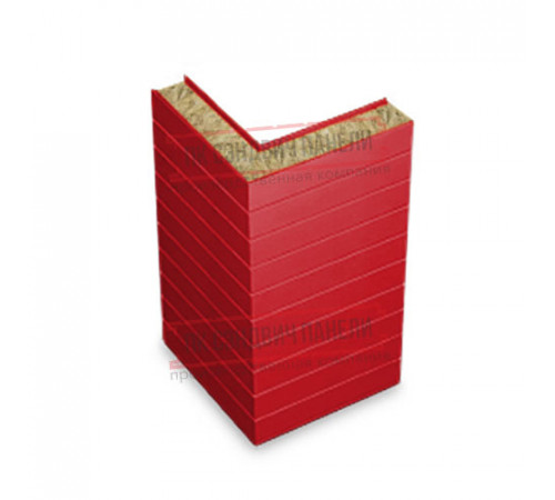 Горизонтальная угловая сэндвич-панель из минеральной ваты, ширина 1000мм, толщина 40мм, 0.5/0.5, RAL3020