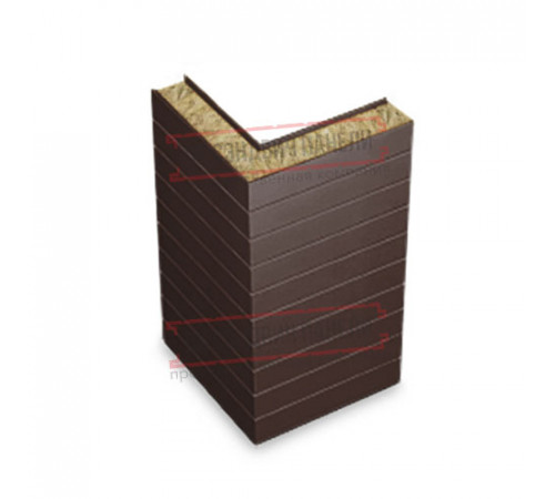 Горизонтальная угловая сэндвич-панель из минеральной ваты, ширина 1200мм, толщина 40мм, 0.5/0.5, RAL8017