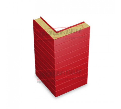 Горизонтальная угловая сэндвич-панель из пенополиизоцианурата, ширина 1000мм, толщина 20мм, 0.5/0.5, RAL3020