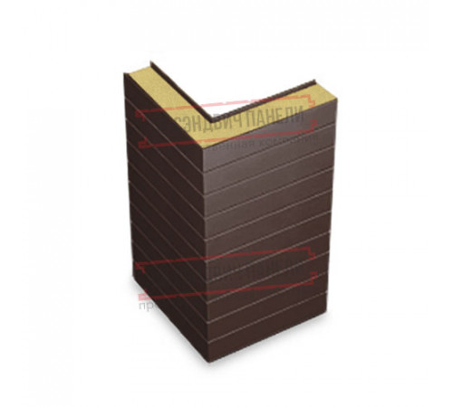 Горизонтальная угловая сэндвич-панель из пенополиизоцианурата, ширина 1000мм, толщина 10мм, 0.5/0.5, RAL8017