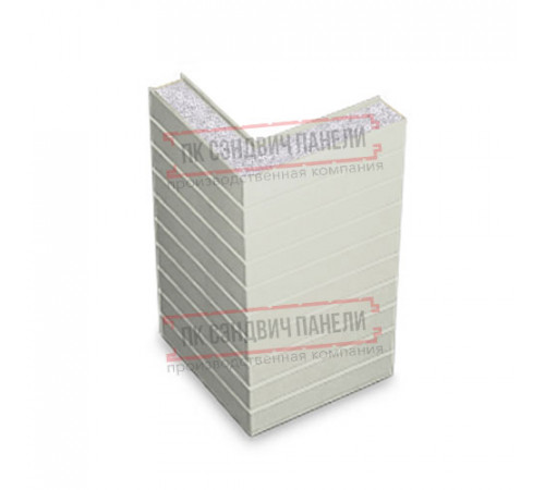 Горизонтальная угловая сэндвич-панель из пенополистирола, ширина 1000мм, толщина 30мм, 0.5/0.5, RAL9002