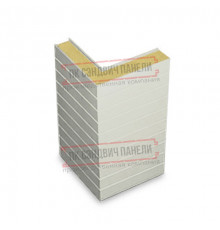 Горизонтальная угловая сэндвич-панель из пенополиизоцианурата, ширина 1000мм, толщина 10мм, 0.5/0.5, RAL9002