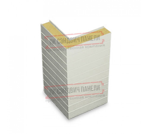 Горизонтальная угловая сэндвич-панель из пенополиизоцианурата, ширина 1000мм, толщина 10мм, 0.5/0.5, RAL9002