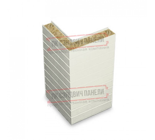 Горизонтальная угловая сэндвич-панель из минеральной ваты, ширина 1200мм, толщина 40мм, 0.5/0.5, RAL9003