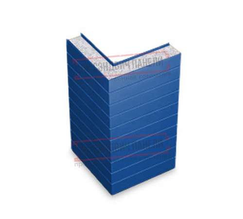 Горизонтальная угловая сэндвич-панель из пенополистирола, ширина 1000мм, толщина 20мм, 0.5/0.5, RAL5005