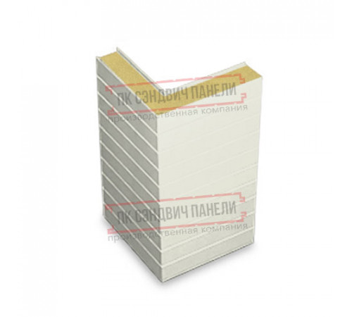 Горизонтальная угловая сэндвич-панель из пенополиизоцианурата, ширина 1000мм, толщина 10мм, 0.5/0.5, RAL9003