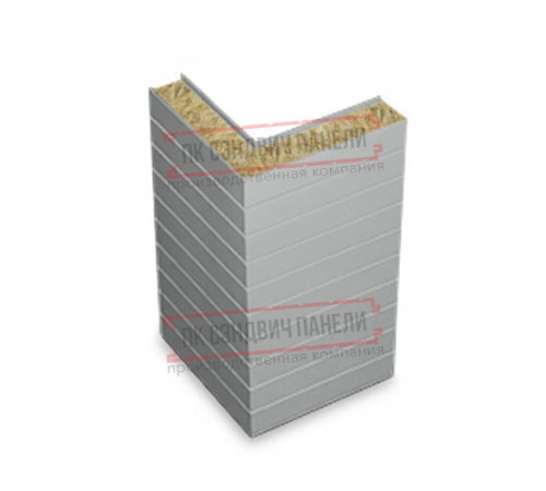 Горизонтальная угловая сэндвич-панель из минеральной ваты, ширина 1200мм, толщина 40мм, 0.5/0.5, RAL9006