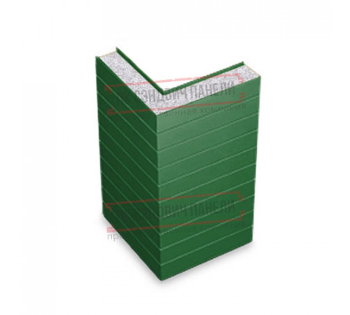 Горизонтальная угловая сэндвич-панель из пенополистирола, ширина 1000мм, толщина 10мм, 0.5/0.5, RAL6002