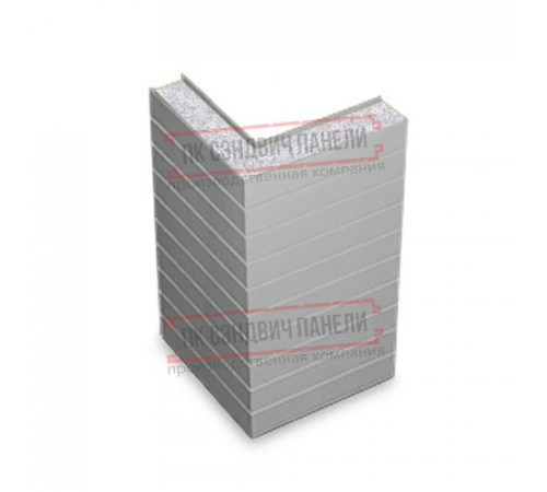 Горизонтальная угловая сэндвич-панель из пенополистирола, ширина 1000мм, толщина 30мм, 0.5/0.5, RAL9006