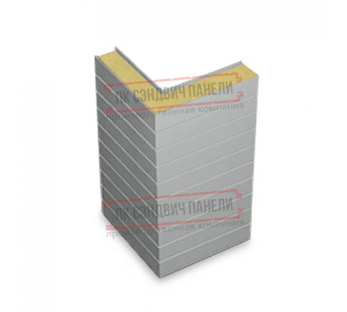 Горизонтальная угловая сэндвич-панель из пенополиизоцианурата, ширина 1000мм, толщина 10мм, 0.5/0.5, RAL9006