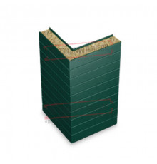 Горизонтальная угловая сэндвич-панель из минеральной ваты, ширина 1000мм, толщина 10мм, 0.5/0.5, RAL6005